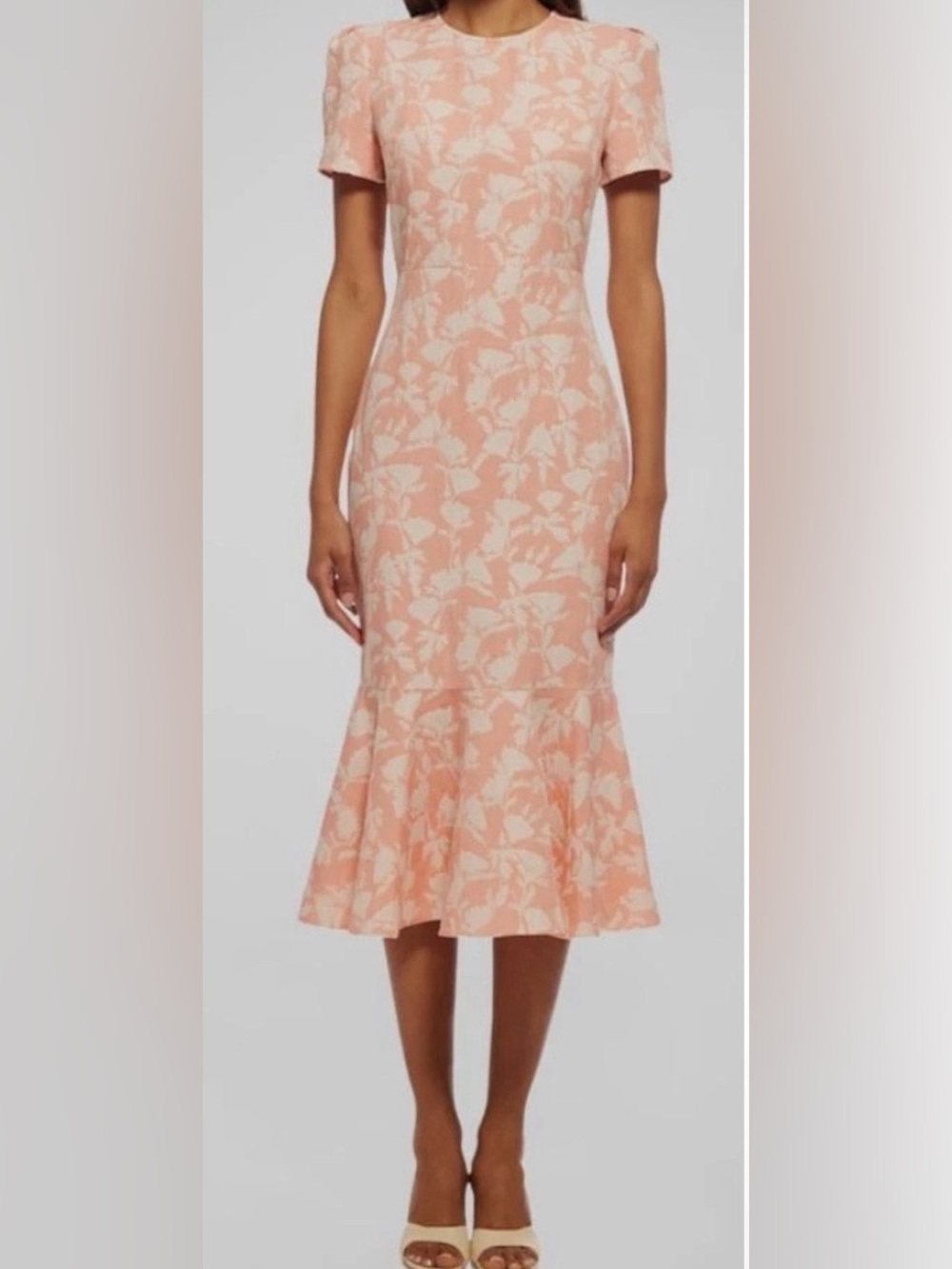 Size 10 Shoshanna Cotton/Linen Blend Peachy Pink Midi Dress